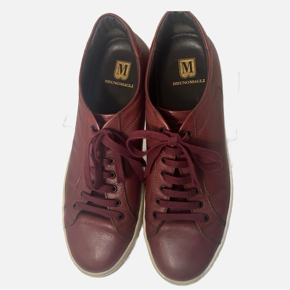 Bruno Magli Men’s Leather Sneakers Westy Classic Lace Up Burgundy 11M